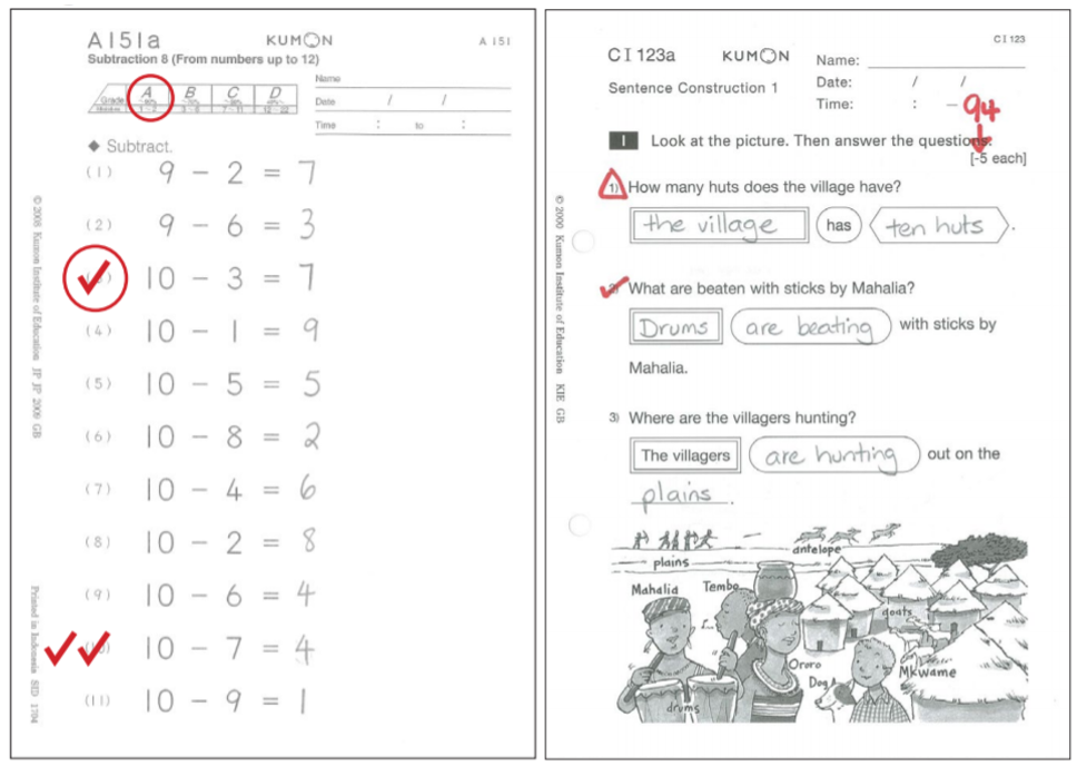 kumon homework grader